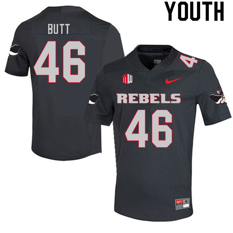 Youth #46 Charlton Butt UNLV Rebels College Football Jerseys Sale-Charcoal - Click Image to Close